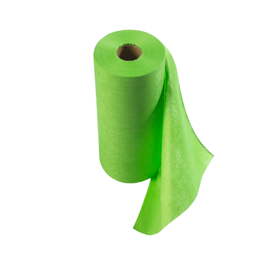 Green Disposable Non-woven Microfibre Wipes on a Roll