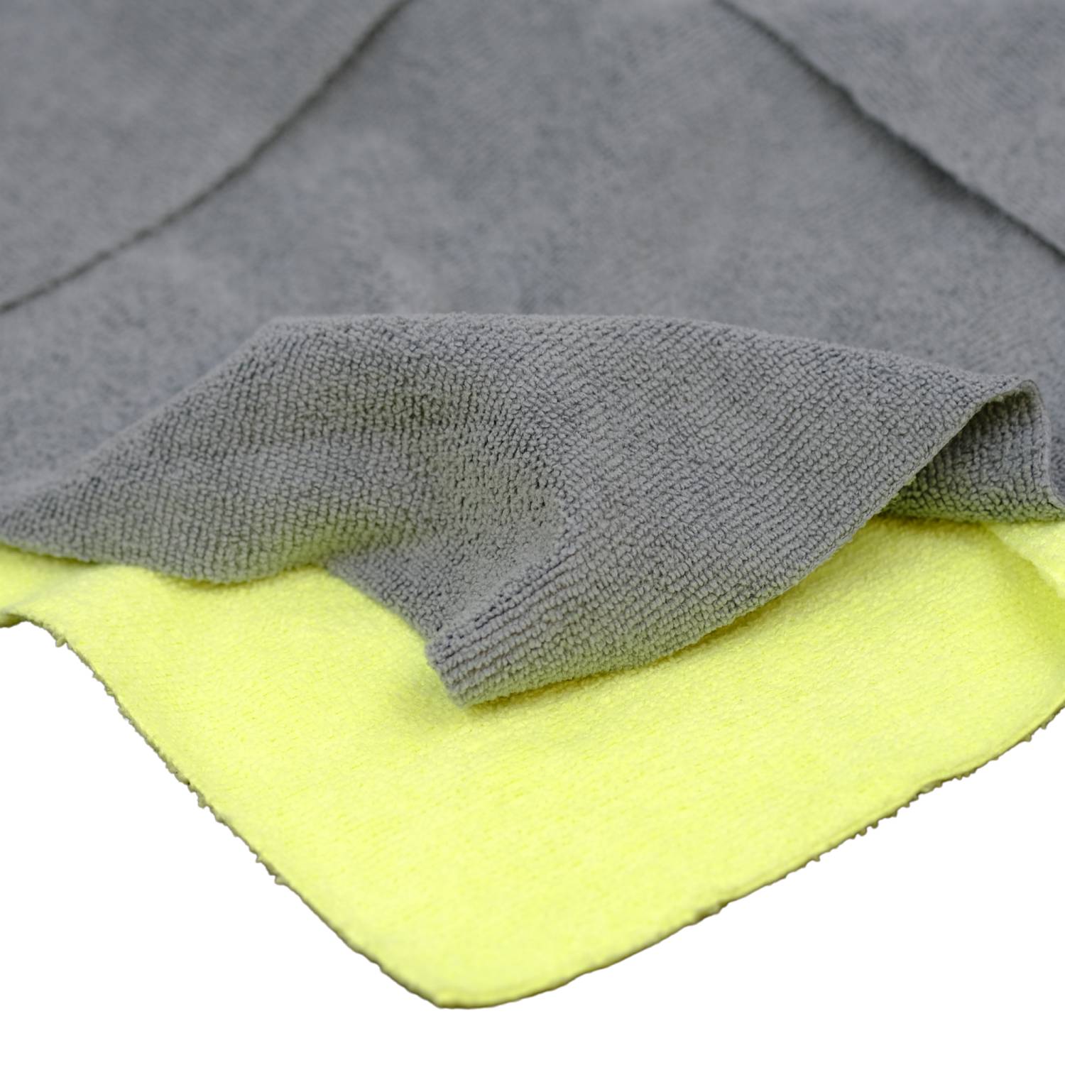 Microfibre seamless Grey & Yellow Cloths up Close