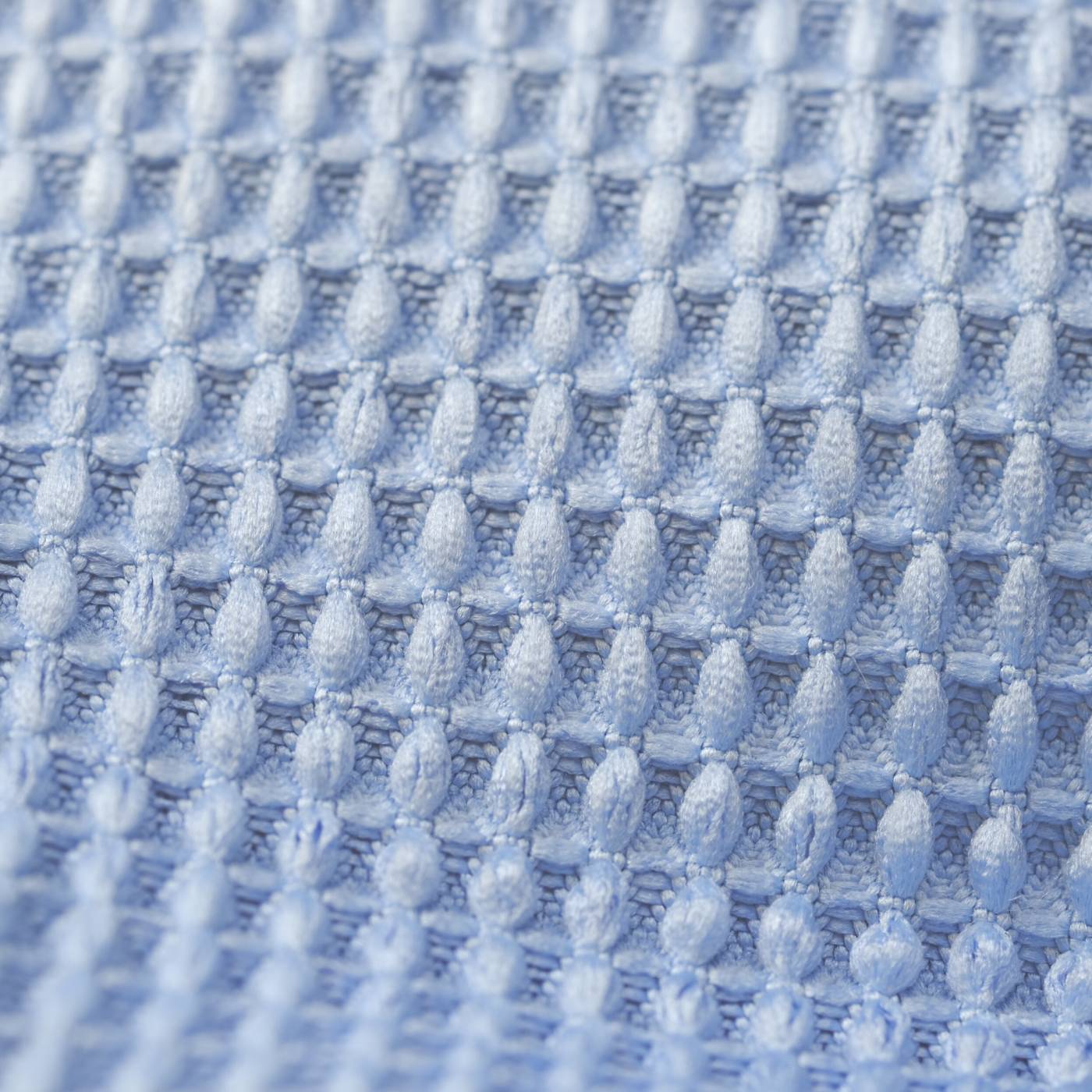Up Close image of waffle weave in blue