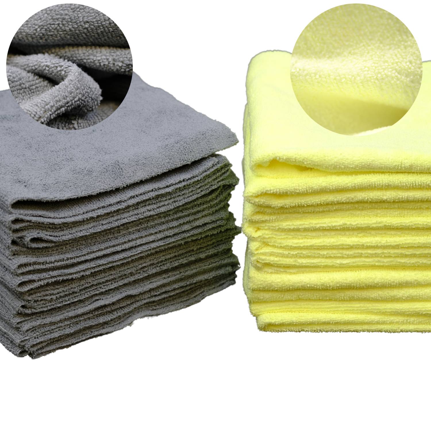 Pack of 36 - Microfibre Seamless terry cloths in Grey & Yellow