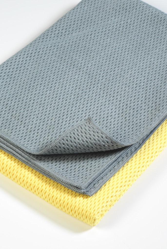 Microfibre Diamond Weave Drying Towels in Grey & Yellow