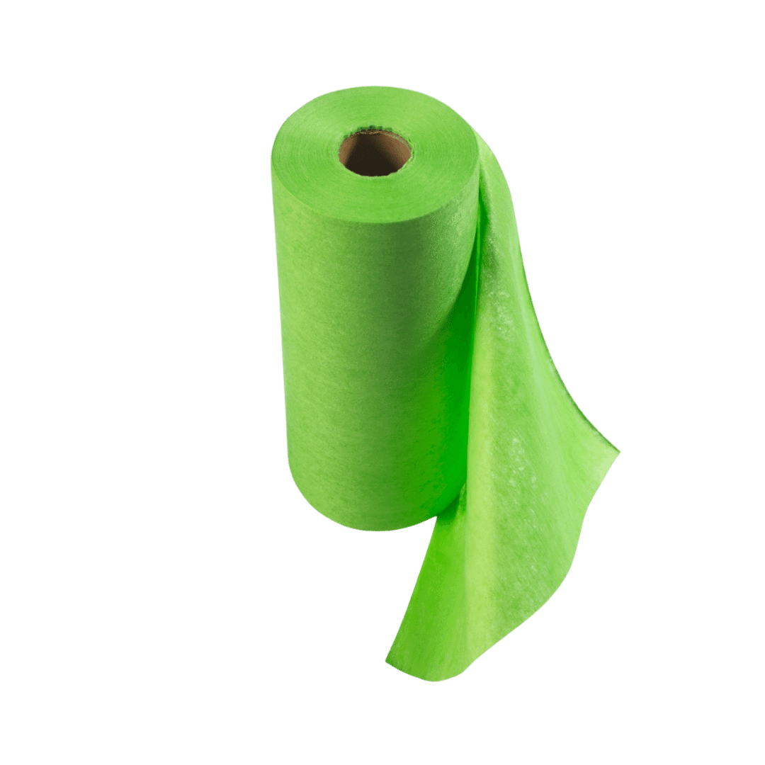 Green Disposable Non-woven Microfibre Wipes on a Roll 