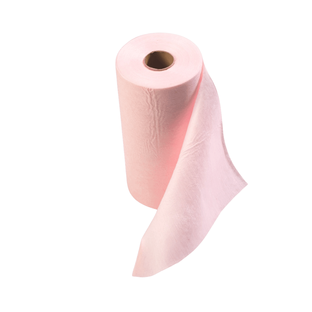 Pink Disposable Non-woven Microfibre Wipes on a Roll