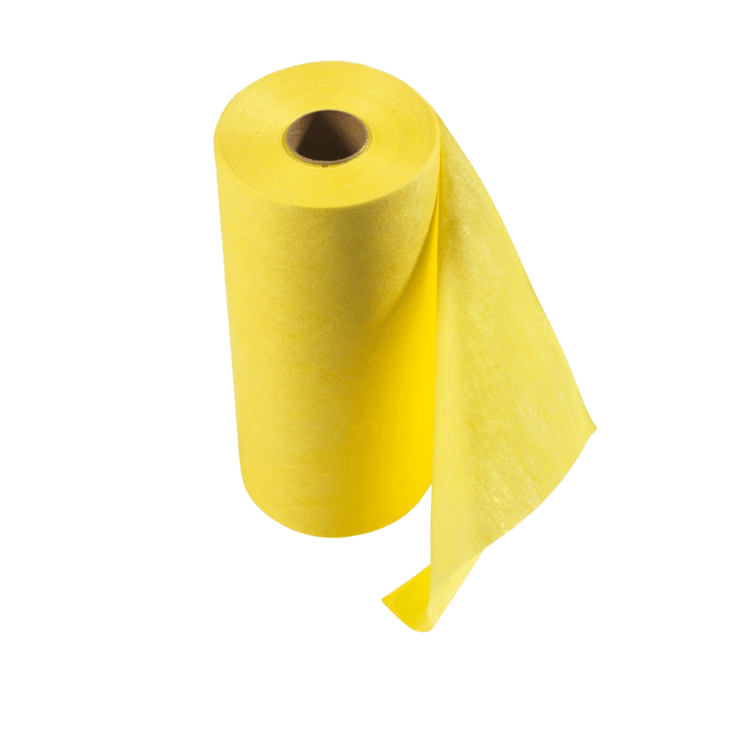 Yellow Disposable Non-woven Microfibre Wipes on a Roll 