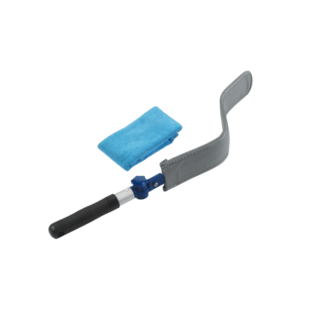 bent Interior Mop Tool with blue mop sleeve 