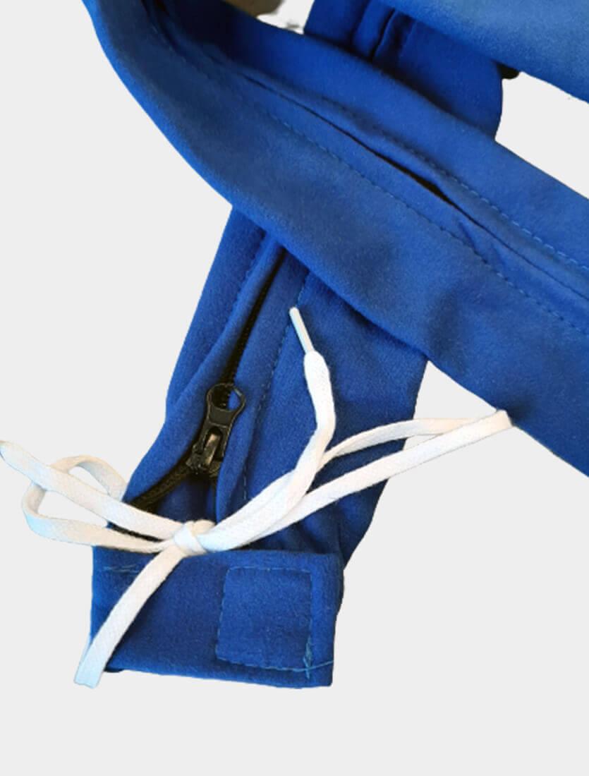 Vacuum Hose Protector in dark blue showing laces tie up 